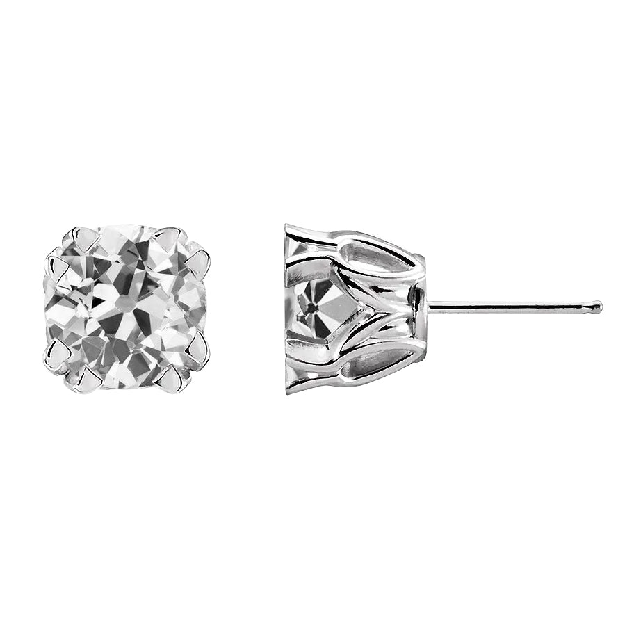 Old Miner Diamond Stud Earrings Prong Set