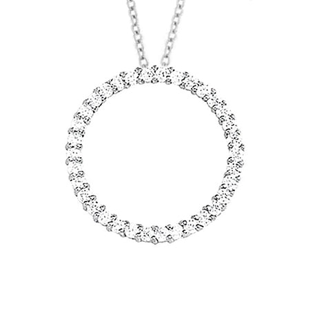 4 Carats Round Natural Earth Mined Diamond White Gold 14K Necklace Pendant
