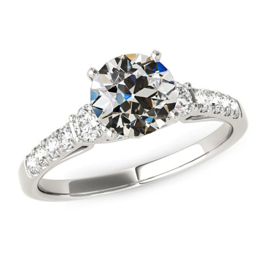 Old Miner Cut Diamond Ring Gold Women's Jewelry