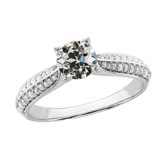 Sparkling White Gold Old Miner Diamond Ring Accents