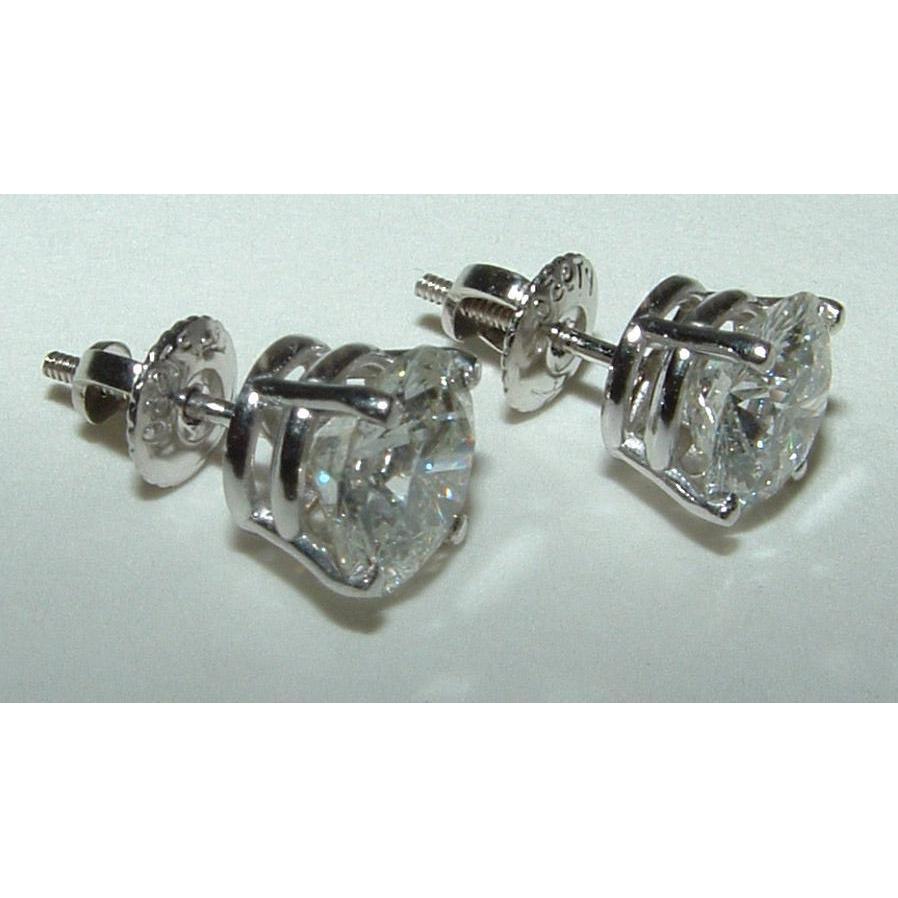 Round Brilliant Diamond Stud Post Earrings White Gold Stud Earrings