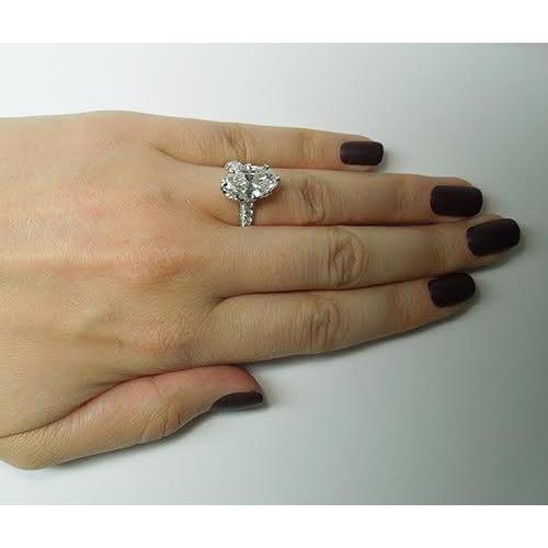 Oval And Round Diamond Solitaire With Accents Solid White Gold Women Jewelry Solitaire Ring with Accents