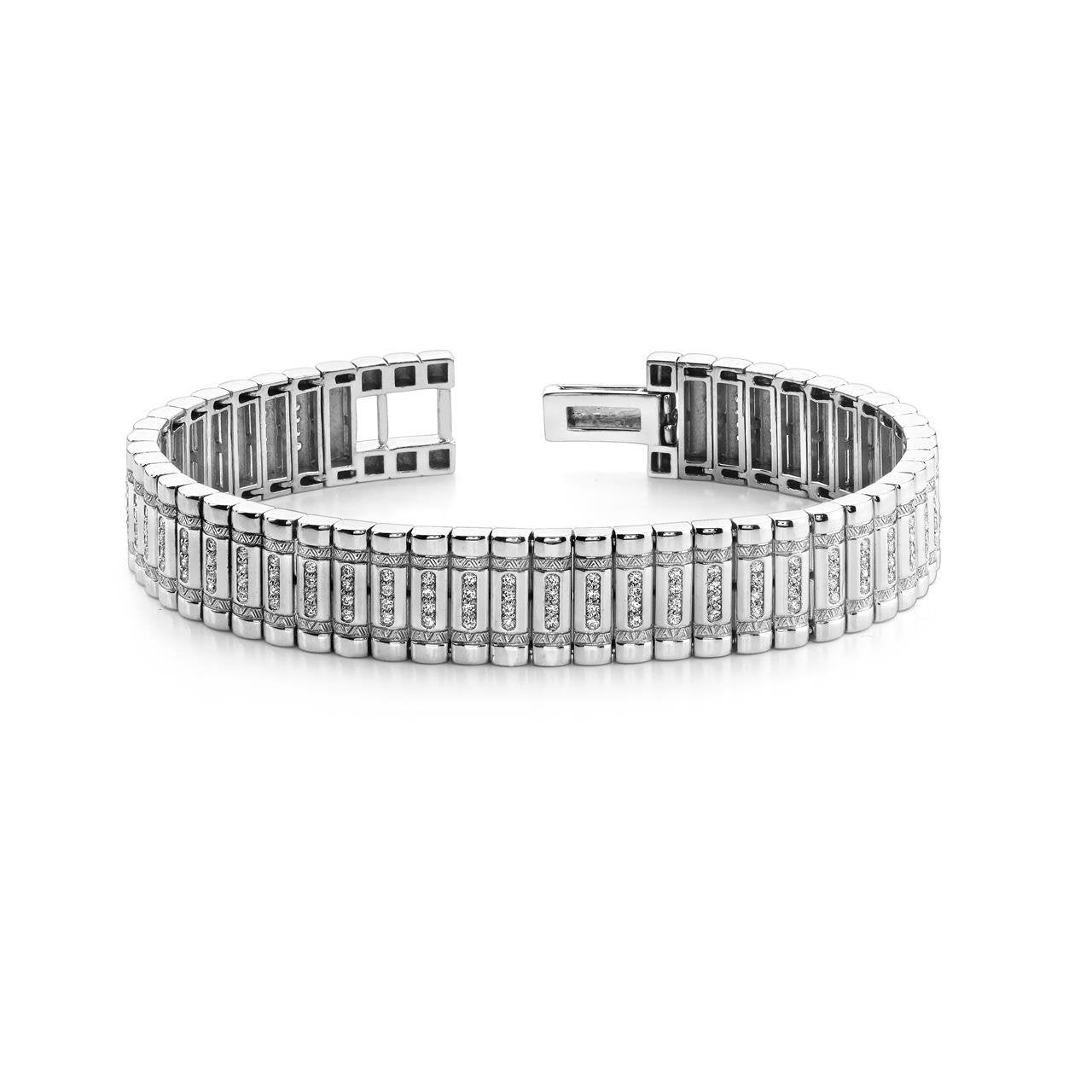 5 Carats Small Round Cut Diamonds Column Mens Bracelet White Gold 14K Tennis Bracelet