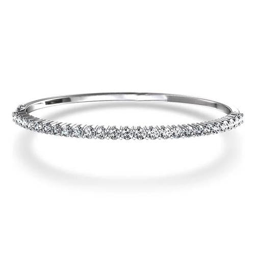 5 Ct Round Prong Set Diamond Bangle Bracelet 14K White Gold Bangle
