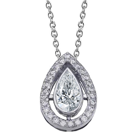5.26 Carats Round & Pear Natural Earth Mined Diamond Ladies Pendant White Gold Jewelry New