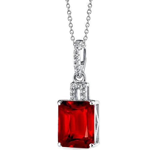 5.35 Ct. Ruby With Natural Earth Mined Diamonds Pendant Necklace 14K White Gold