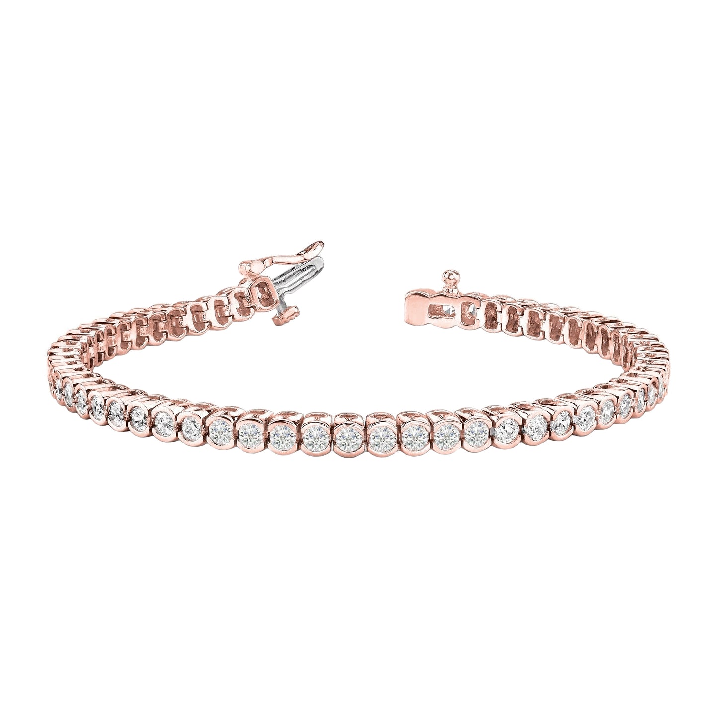 5.60 Carats Round Natural Earth Mined Diamond Tennis Bracelet Rose Gold 14K