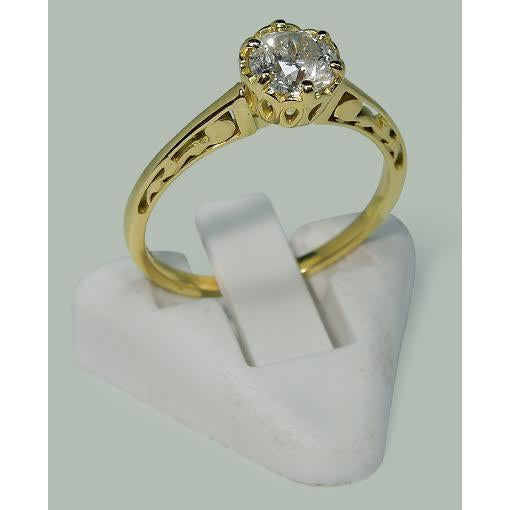 Yellow Golden Sparkling Vintage Style White Gold Diamond Solitaire Ring