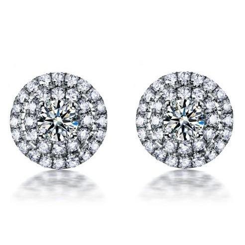 2.65 Ct Round Brilliant Cut Diamonds Halo Women Stud Earrings White Gold Halo Stud Earrings
