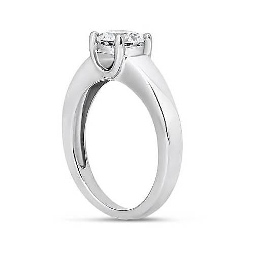 Round Diamond Solitaire Ring White Gold 14K