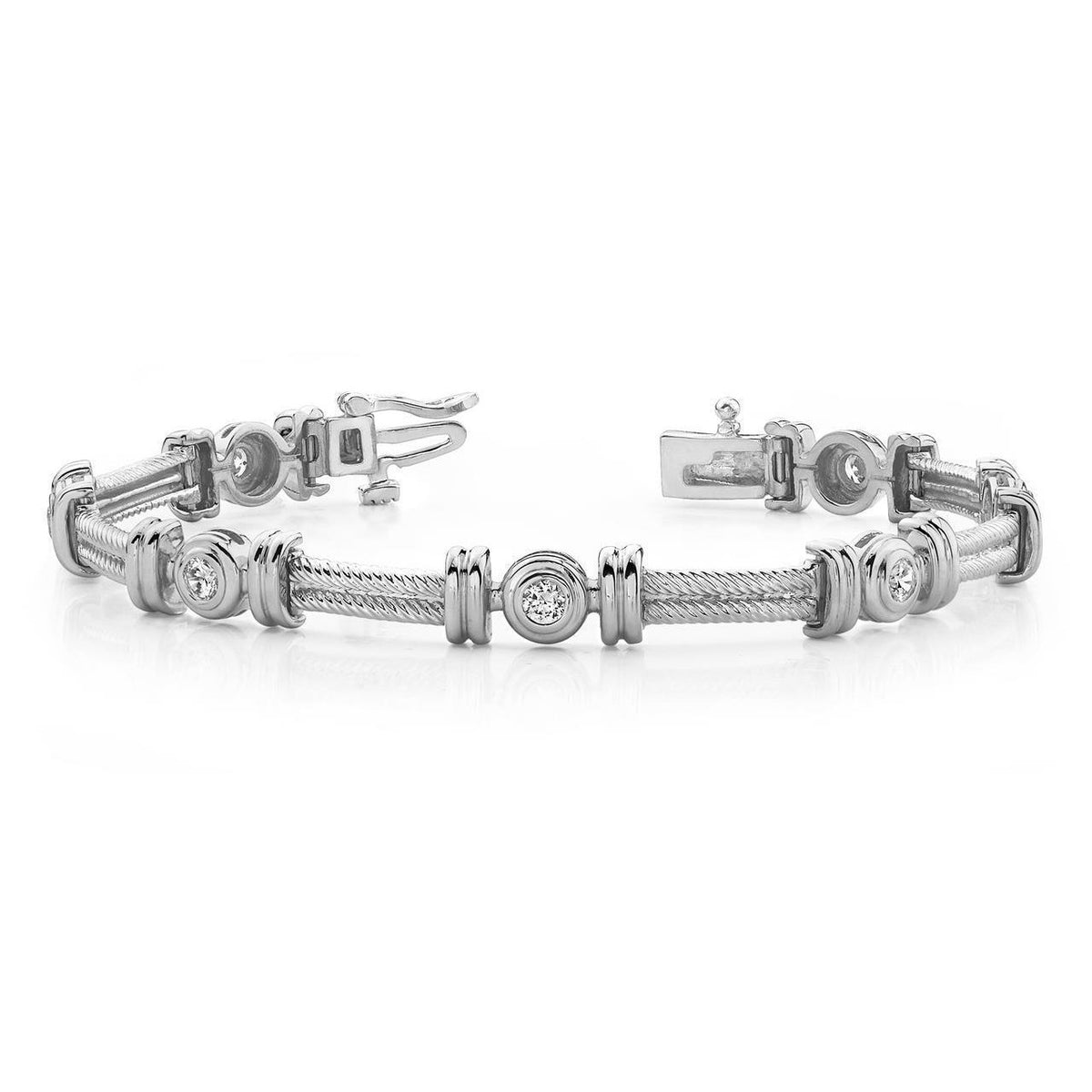3.50 Carat Twisted Rope Link Round Diamonds Bracelet White Gold 10K Tennis Bracelet