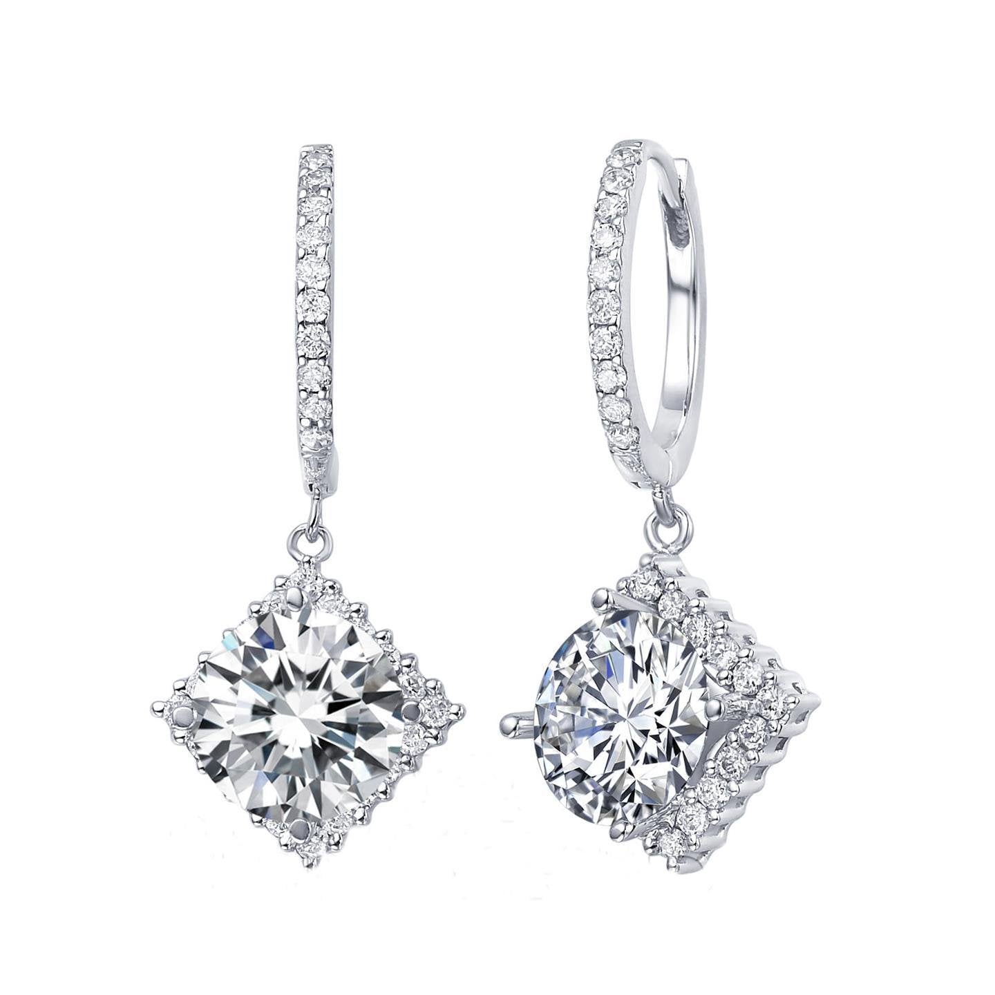 5.30 Carats Round Cut Diamonds Women Dangle Earrings White Gold Dangle Earrings