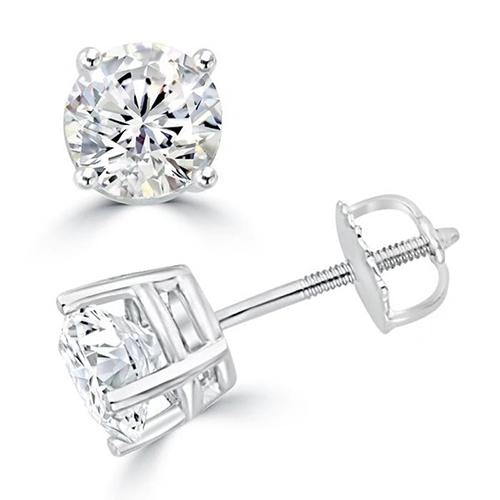 Fancy Princess Cut Style White Gold Diamond Stud Earrings