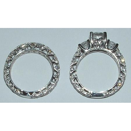 Products 2.50 Carat Filigree Antique Style 3 Stone Engagement Ring