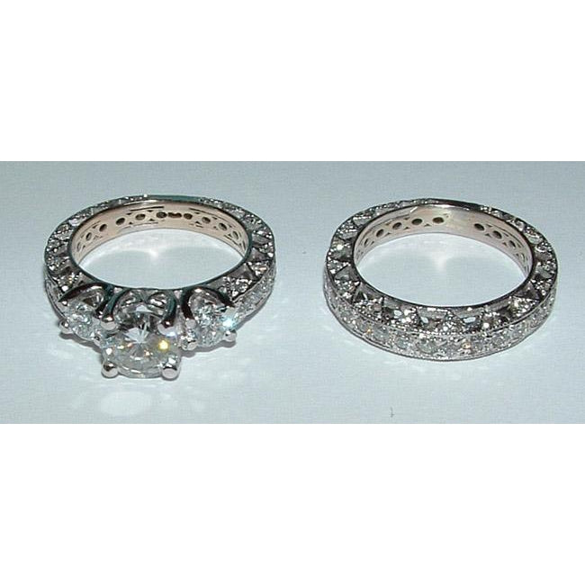 Products 2.50 Carat Filigree Antique Style 3 Stone Diamond Engagement
