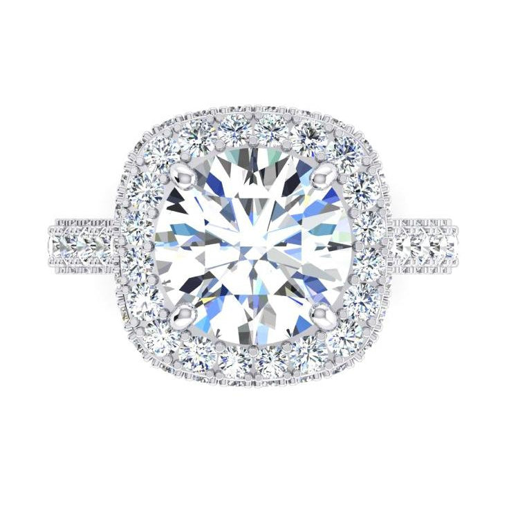 4.50 Carats Halo Natural Earth Mined Diamond Ring