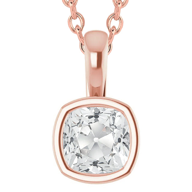 Rose Gold Old Miner Cut Bezel Diamond Pendant