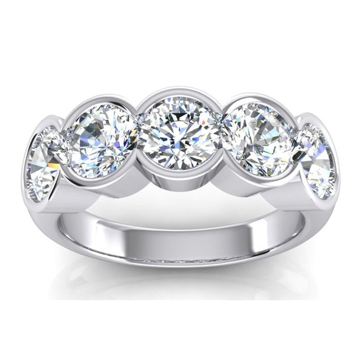 5 Stone Anniversary Diamond Band Half Bezel