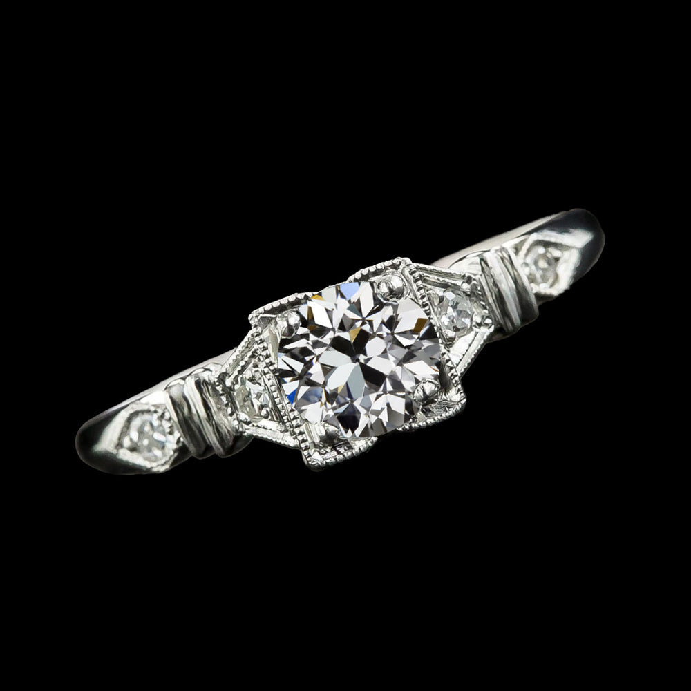 5 Stone Round Old Miner wedding Diamond Ring White Gold