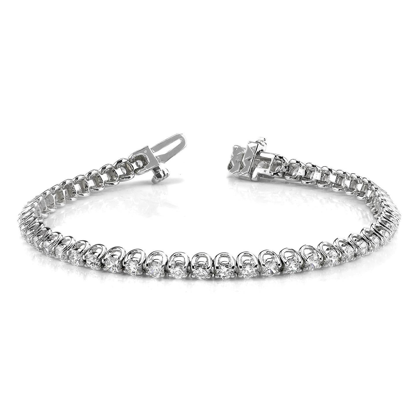 5 Carats Prong Set Brilliant Cut Lab Grown Diamonds Tennis Bracelet WG 10K