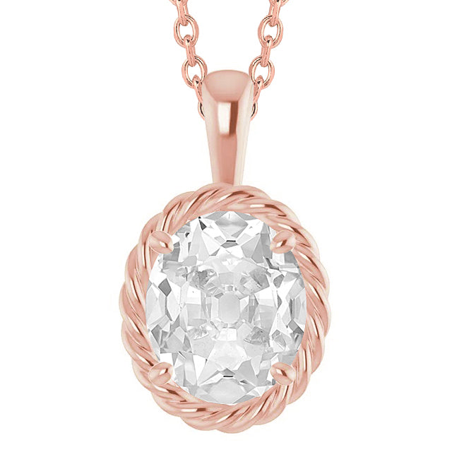 Diamond Slide Pendant Oval Old Miner With Chain