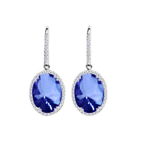 Lady’s great style Ceylon Sapphire Diamonds Dangle White Gold Earring New Gemstone Earring