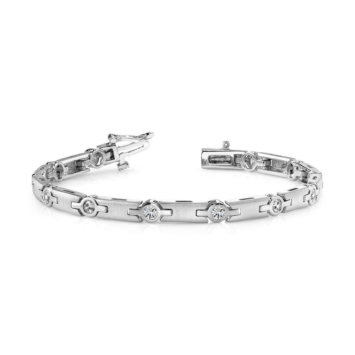 6 Ct Round Cut Bezel Setting Diamond Bracelet Solid White Gold Jewelry Tennis Bracelet