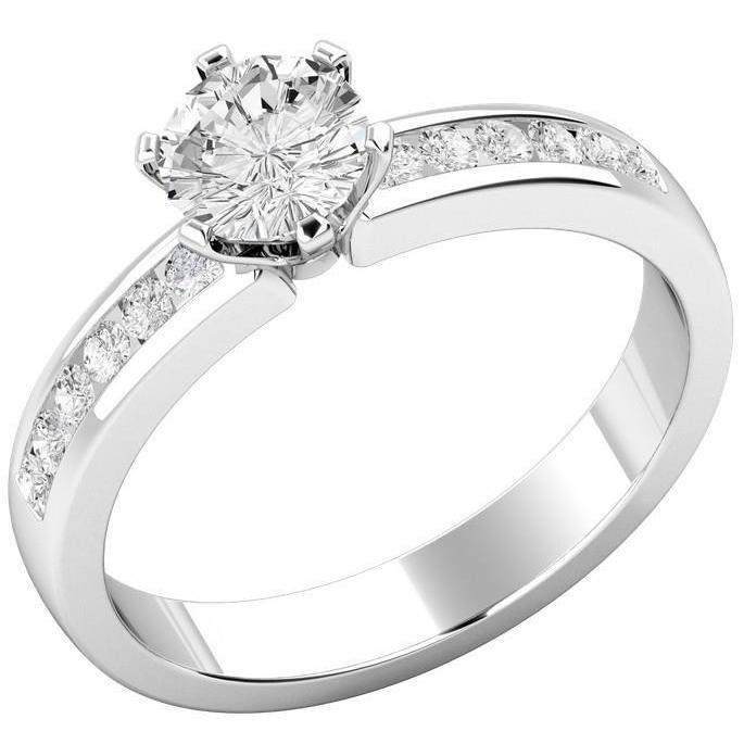 New Women Jewelry Sparkling Unique Solitaire Ring with Accents White Gold Diamond
