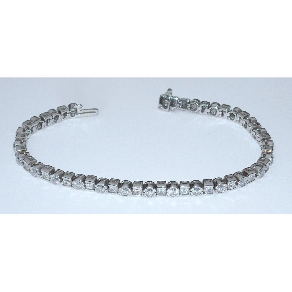 6.25 Carats Diamond Tennis Bracelet Princess Round Bezel