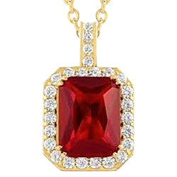 6.45 Carats Ruby And Natural Earth Mined Diamond Necklace Pendant Yellow Gold Jewelry