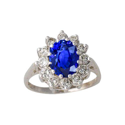 Fancy Lady’s Flower Sri Lankan Sapphire Ring Diamond White Gold
