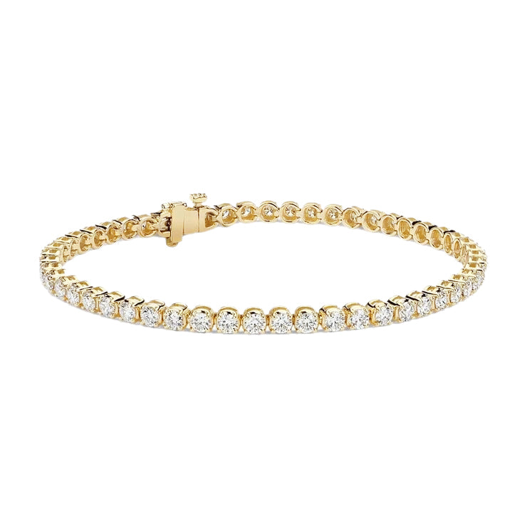 6.50 Carats Round Cut Lab Grown Diamonds Tennis Bracelet Yellow Gold