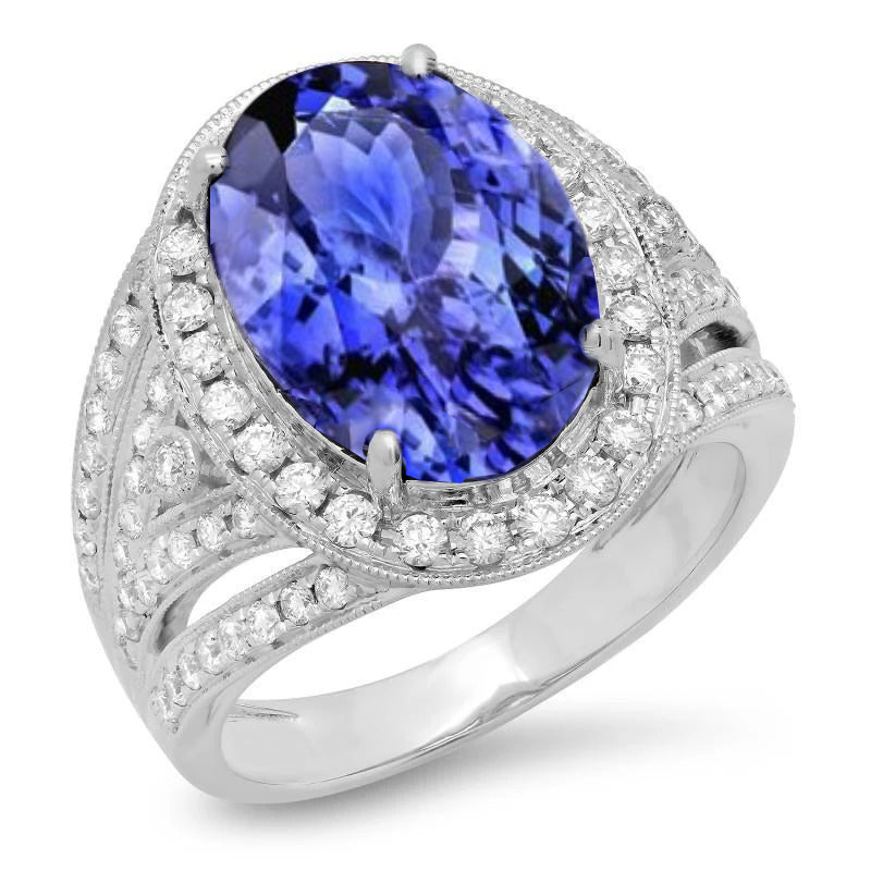 Gorgeous fancy Centre Oval Tanzanite Fancy Ring White Gold