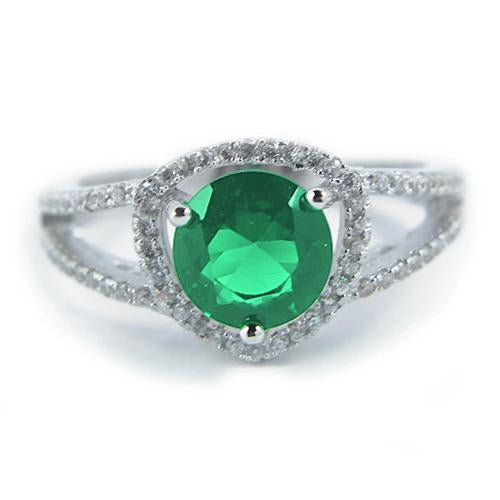 ladies Round Shape Green Emerald With Diamond Lady Men Gold Gemstone Ring