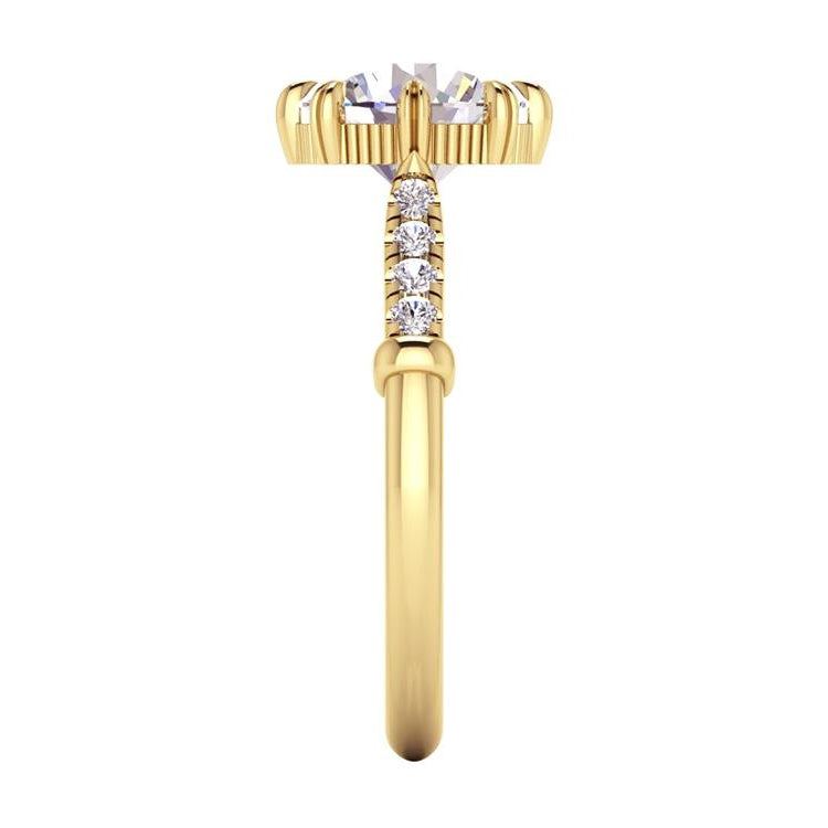 Yellow Gold Wedding Solitaire Ring with Accents White Gold Diamond
