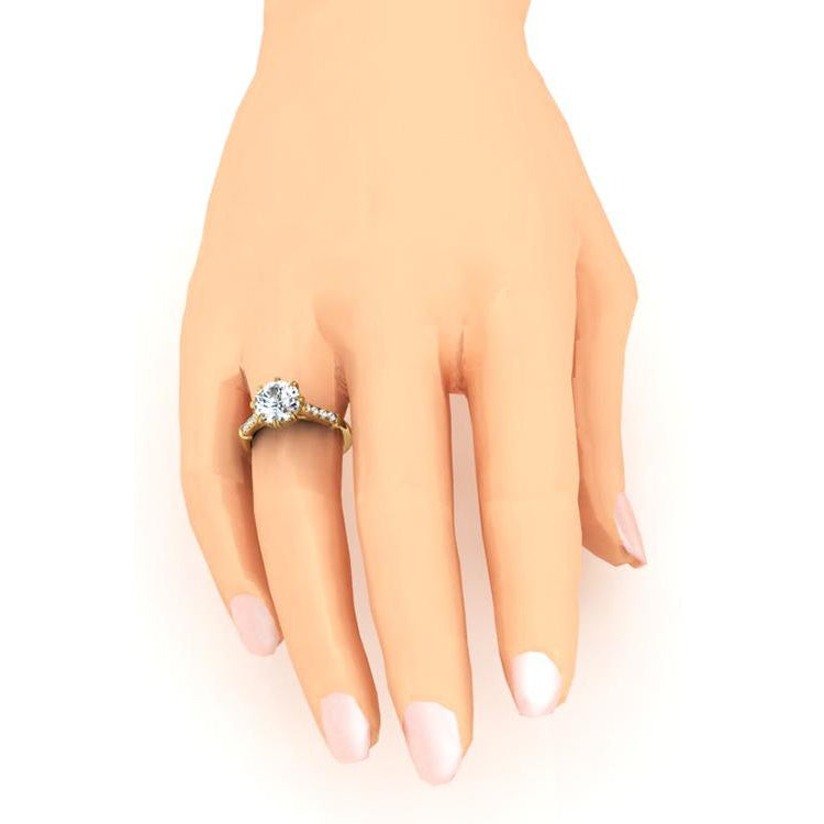 Princess Cut High Quality Unique Solitaire Ring with Accents White Gold Diamond