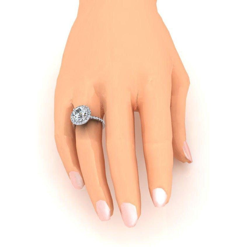 4.50 Carats Round Anniversary Ring Halo Setting