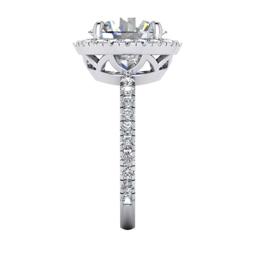 4.50 Carats Round Diamond Ring Halo Setting