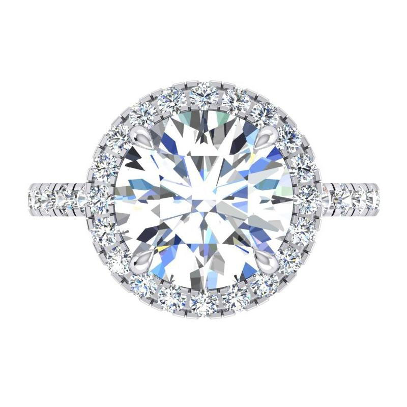 4.50 Carats Round Diamond Anniversary Ring Halo Setting