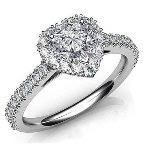 6.25 Ct Heart Cut With Accents Diamond Ring Halo Gold Jewelry Sparkling Halo Ring