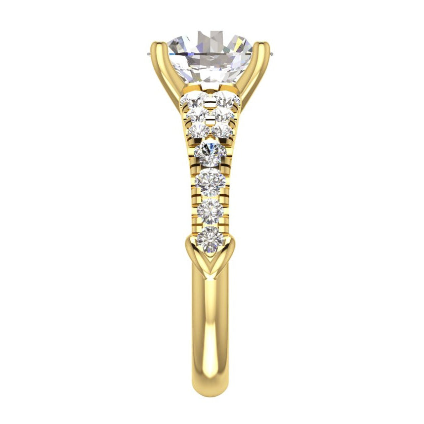 Yeloow Gold Lady’s White Gold Round Anniversary Solitaire Ring with Accents Diamond