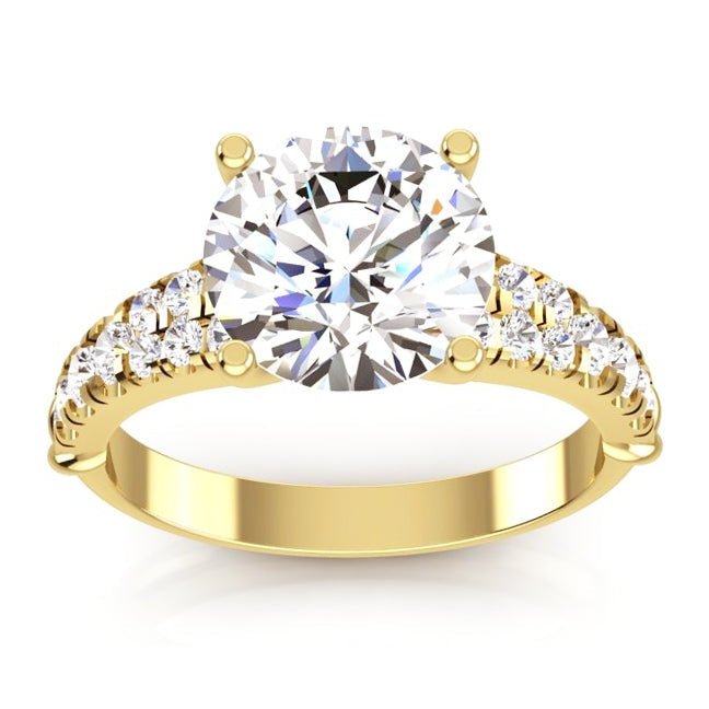 Lady’s White Gold Round Anniversary Solitaire Ring with Accents Diamond