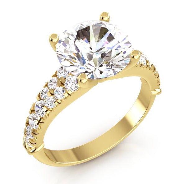 Lady’s White Gold Round Anniversary Solitaire Ring with Accents Diamond