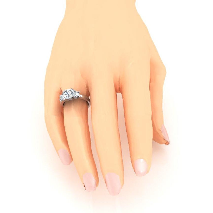 Sparkling Three Stone 2.20 Carats Cushion Diamond Ring