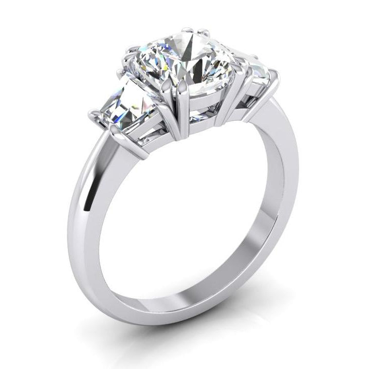 Sparkling Three Stone 2.20 Carats Cushion Diamond Wedding