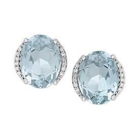 Fancy Engagement Aquamarine With Diamonds Studs Earrings White Gold