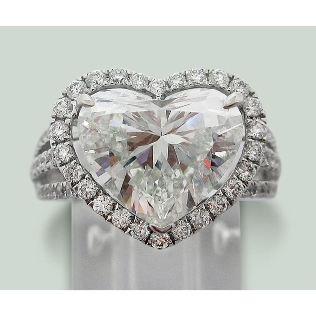6.50 Ct. Heart Diamond Solitaire Halo Accents Ring Halo Ring