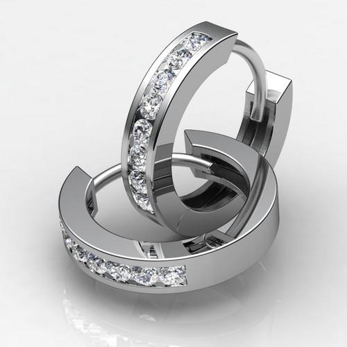 Hoop Earrings 1.9 Ct Round Channel Set Diamond Hoop Earring