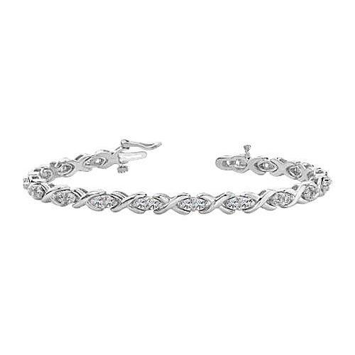 3.40 Carats White Round Prong Set Diamond Tennis X Style Bracelet Gold Tennis Bracelet