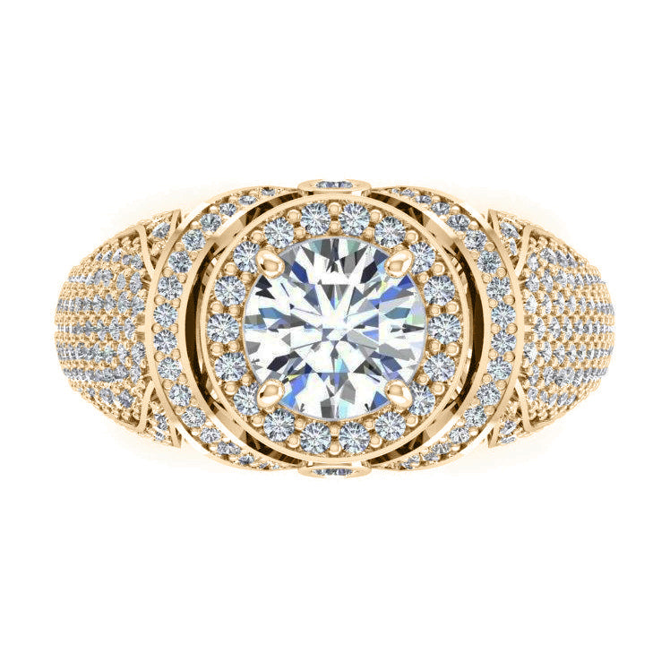 Products Big Round Diamond Men's Ring With Accents 5.50 Carats Gold 14K